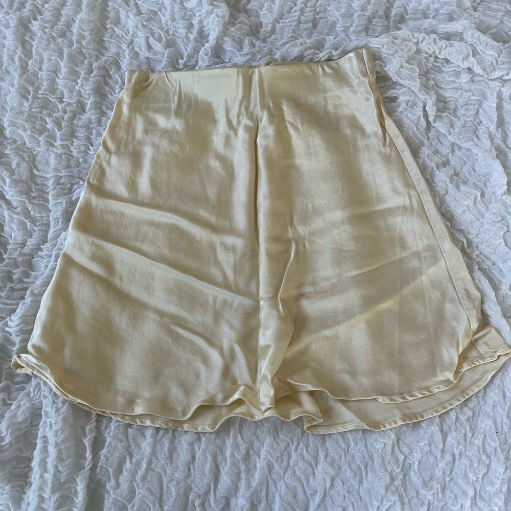 Cream Silk Mini Skirt